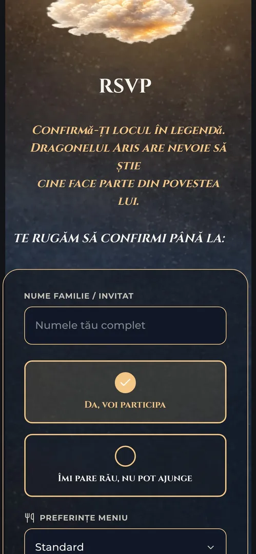 Invitația Povestea Dragonului — rsvp