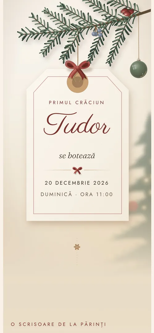 Invitație de botez online „Primul Crăciun”