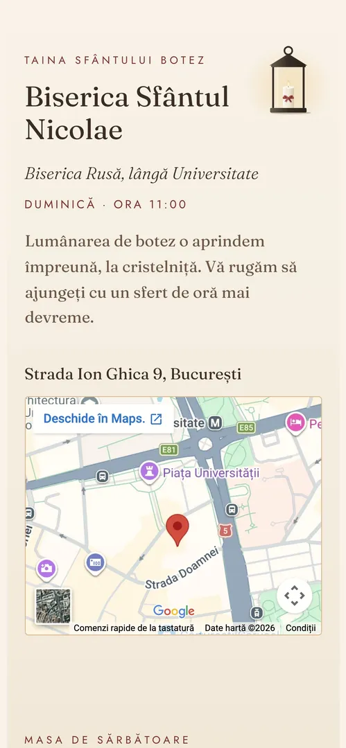 Invitația Primul Crăciun — harta