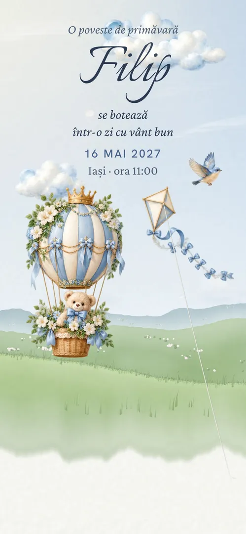 Invitație de botez online „Primul Zbor”