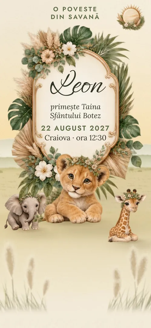 Invitație de botez online „Puiul de Leu”