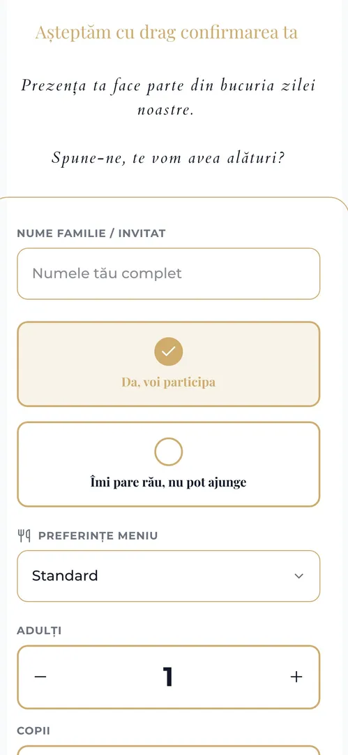 Invitația Pure Elegance — rsvp