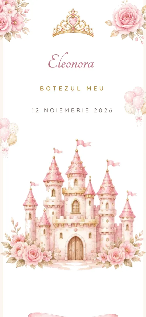 Invitație de botez online „Regatul Prințesei”