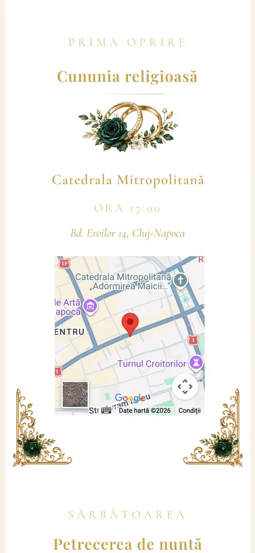 Invitația Royal Emerald — harta