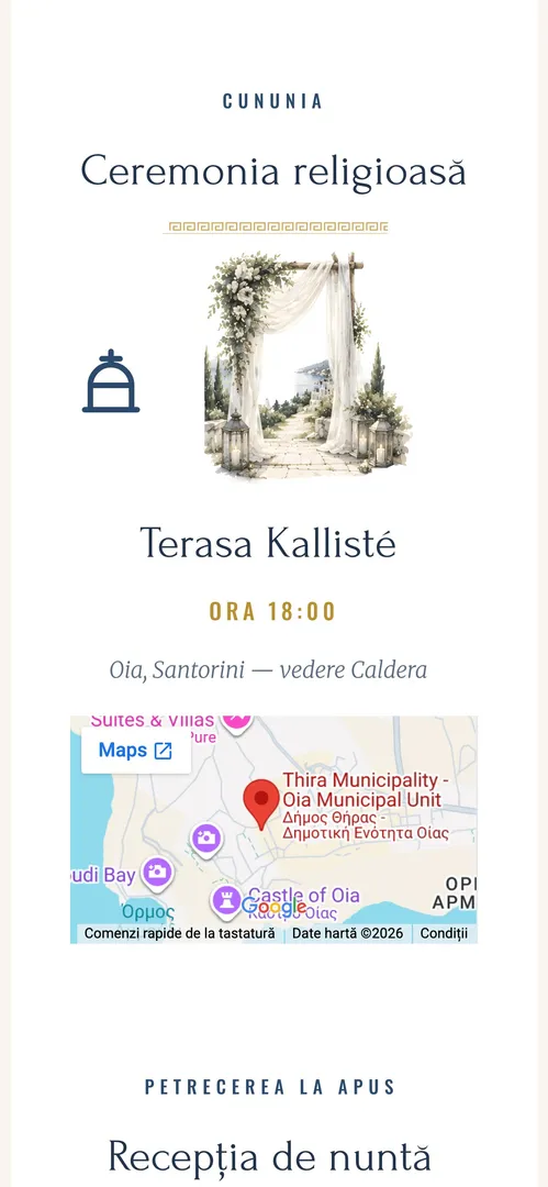 Invitația Santorini Love — harta