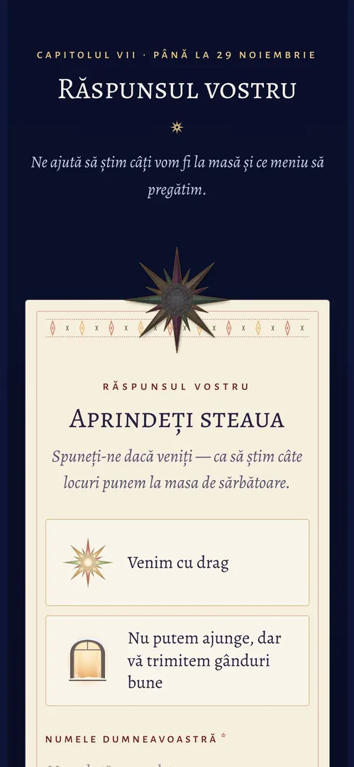 Invitația Steaua de Colind — rsvp