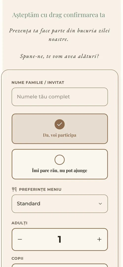 Invitația Sub Razele Iubirii — rsvp