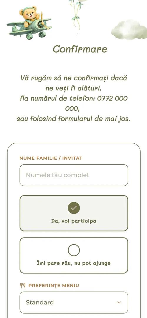Invitația Sweet Journay — rsvp
