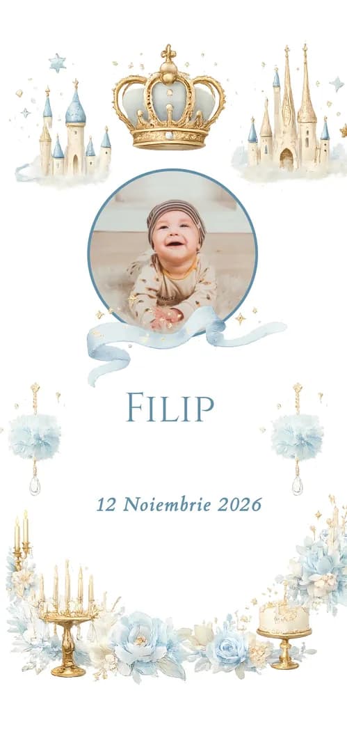 Invitație de botez online „The Prince”