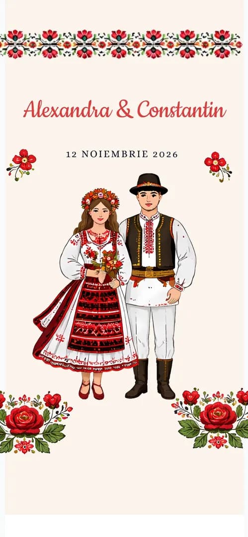 Invitație de nuntă online „Tradițional Românesc”