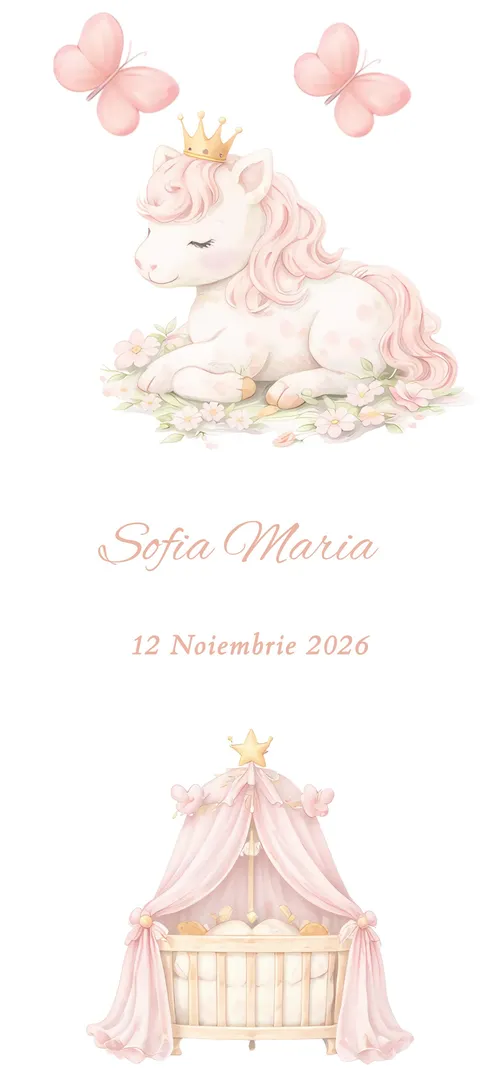 Invitație de botez online „Unicornul Fermecat”