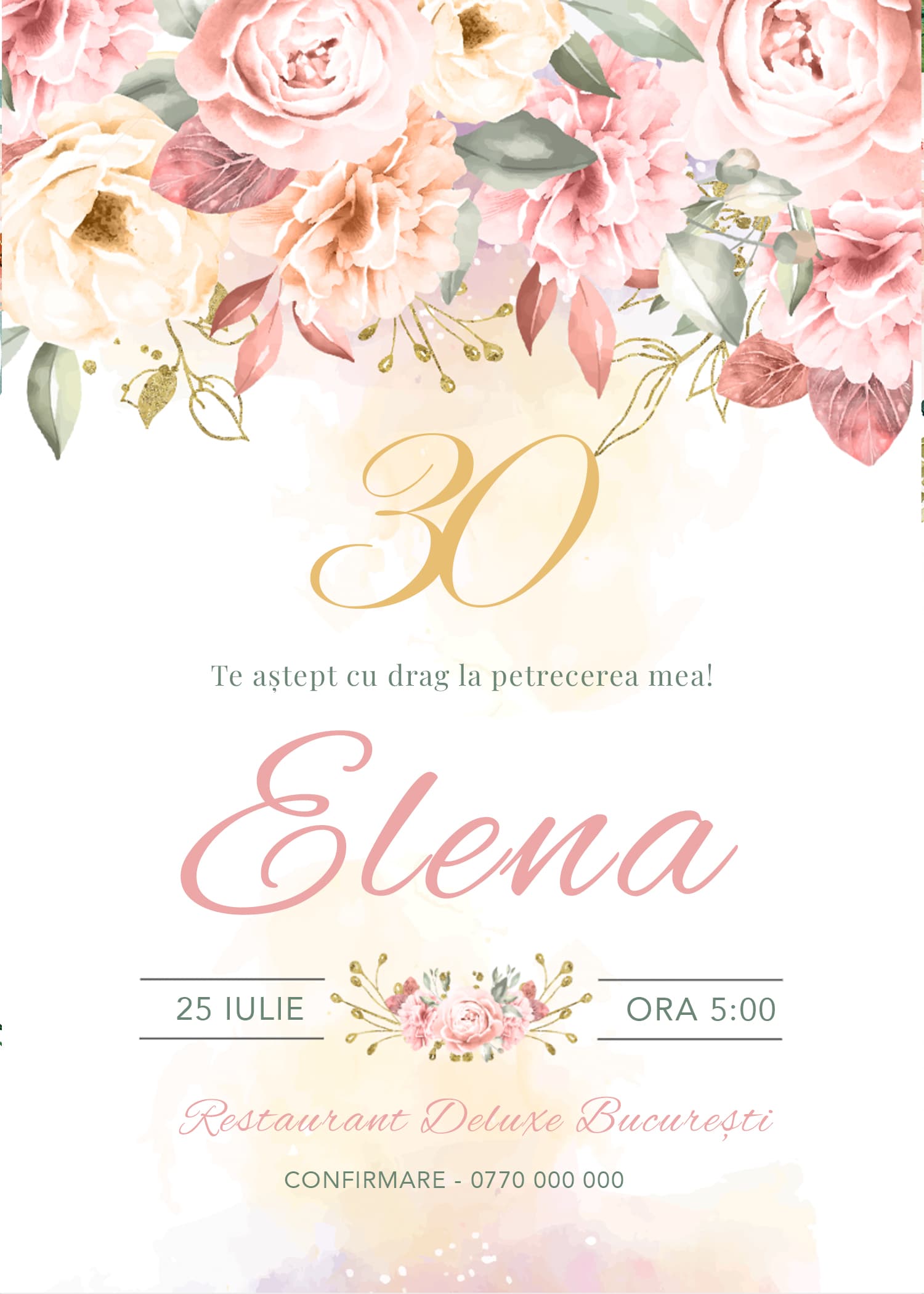 Bouquet - Invitație Digitală aniversare