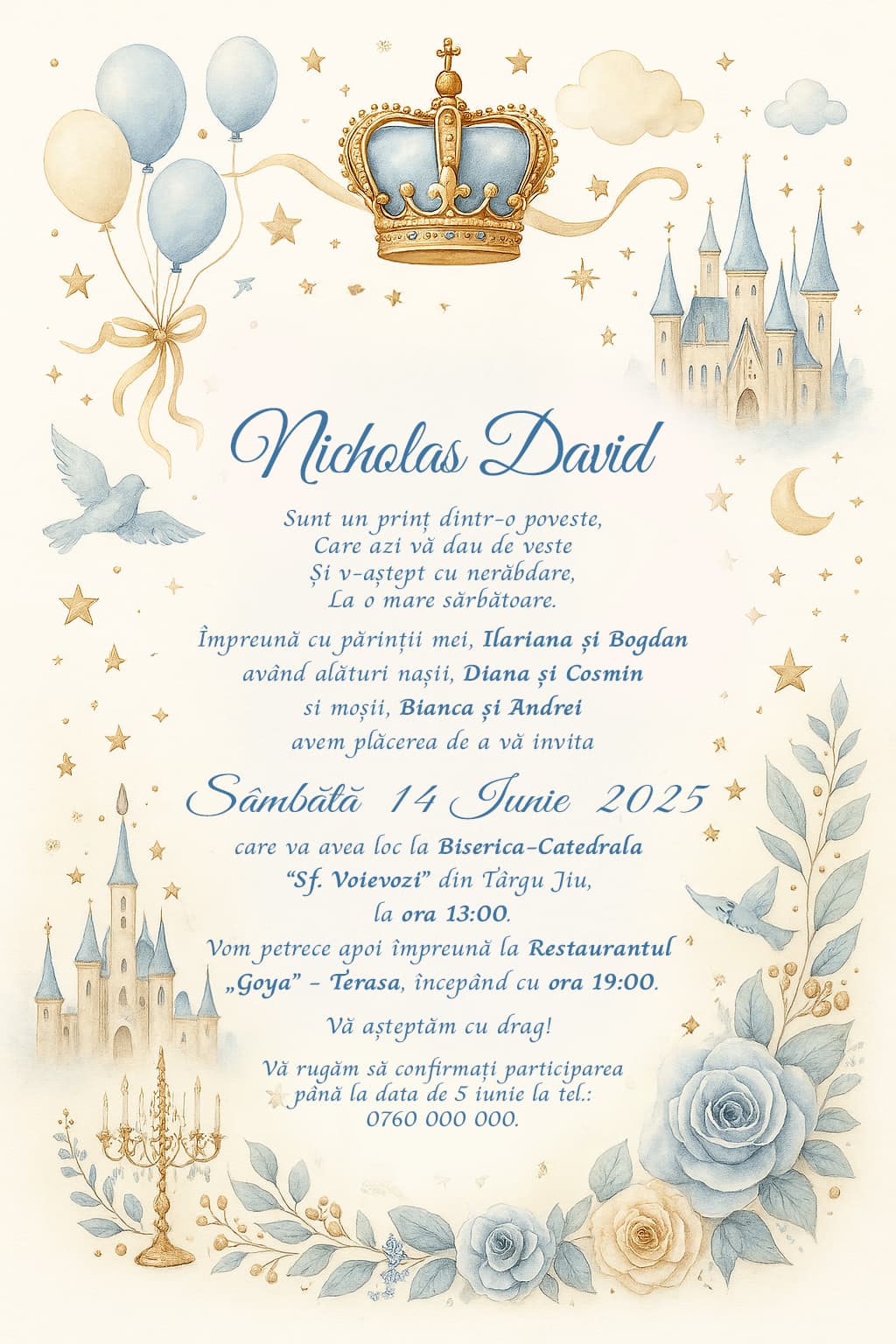 2 Little Prince - Invitație Digitală botez