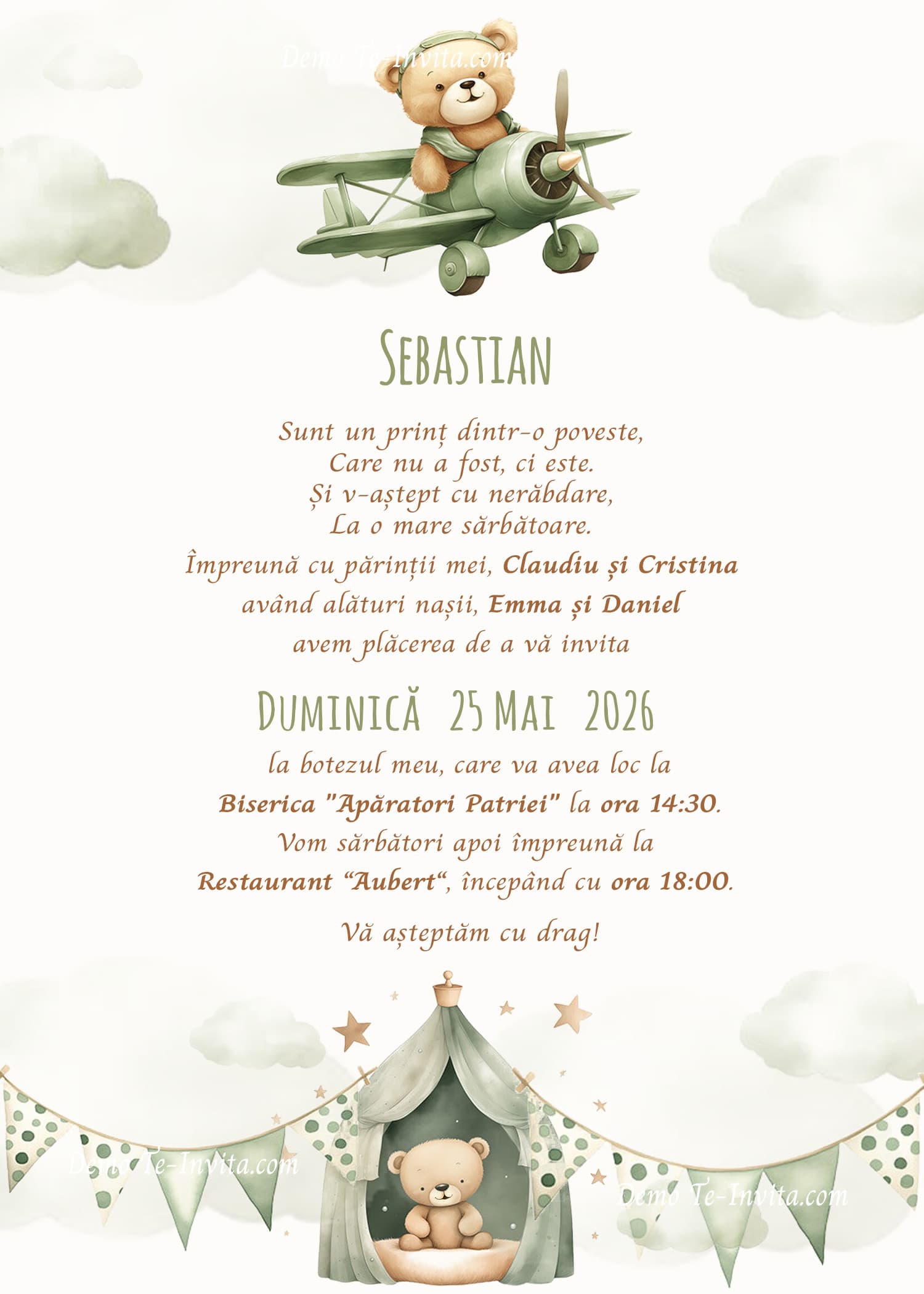 Baby Blessing - Invitație Digitală botez