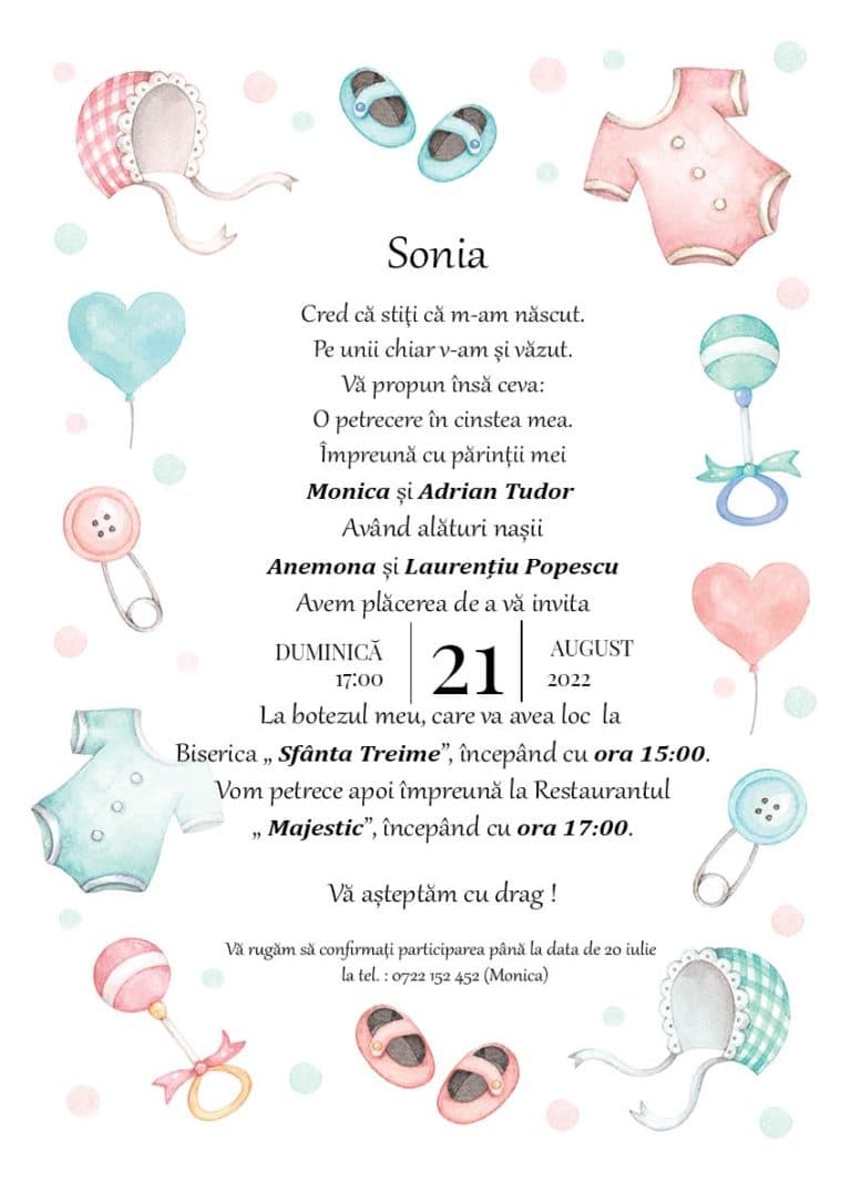 Baby - Invitație Digitală botez