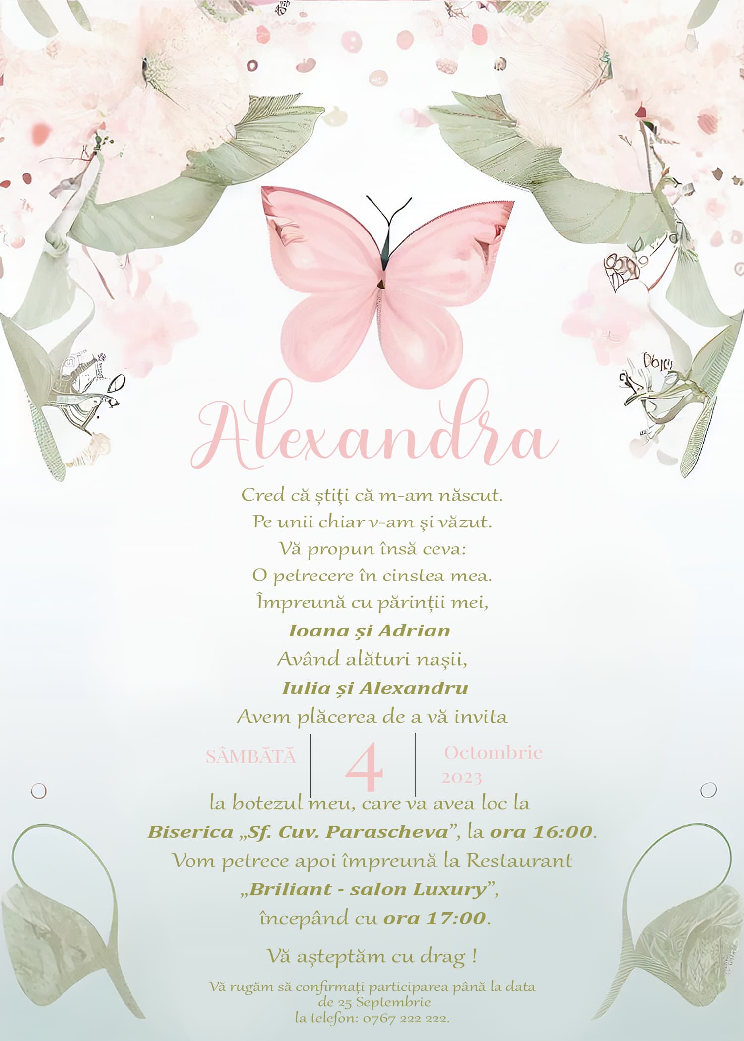 Beauty - Invitație Digitală botez