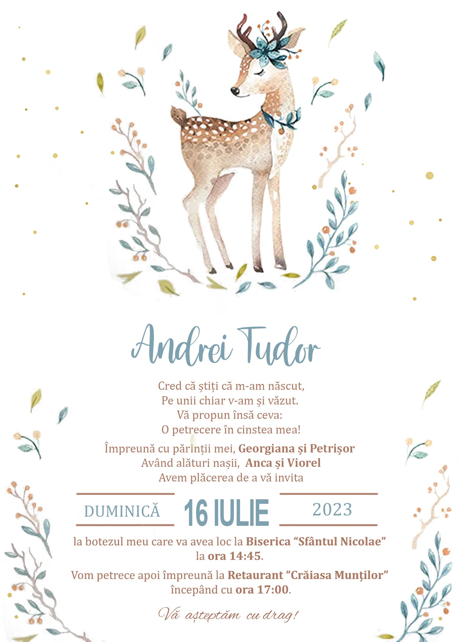 Bliss - Invitație Digitală botez