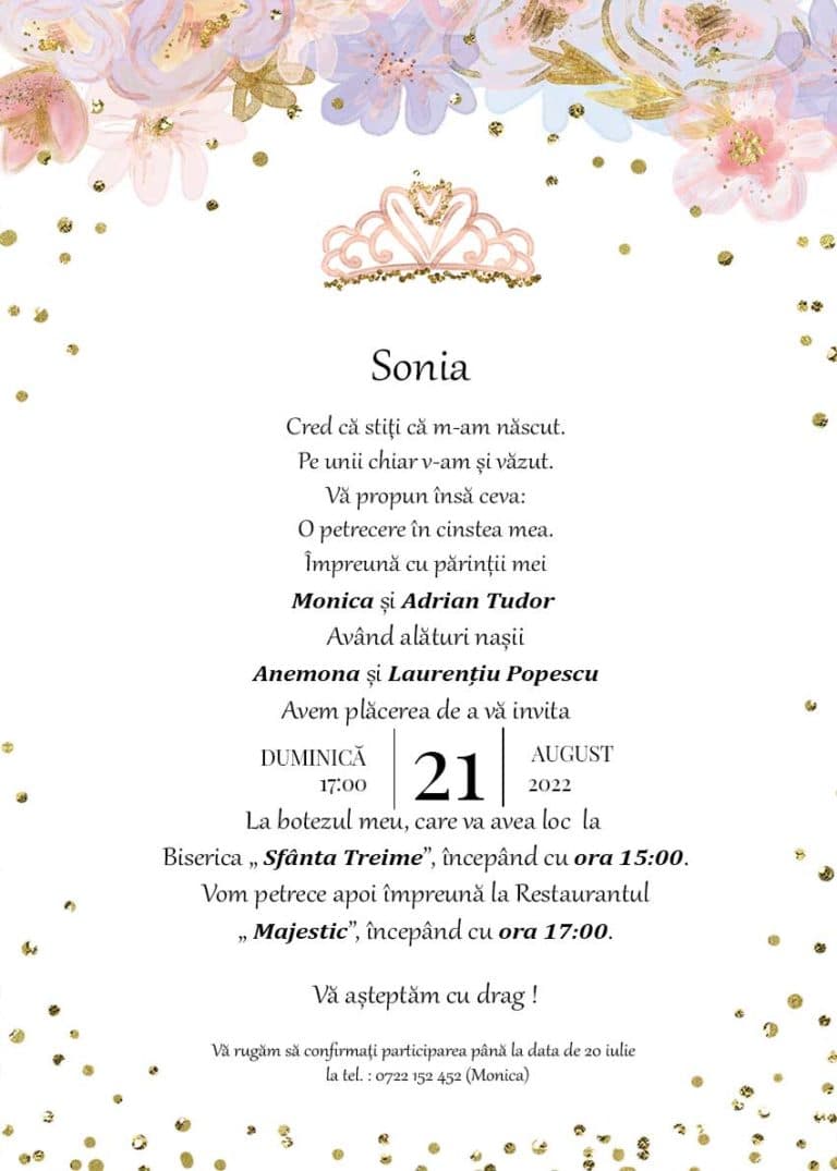 Cute princess - Invitație Digitală botez