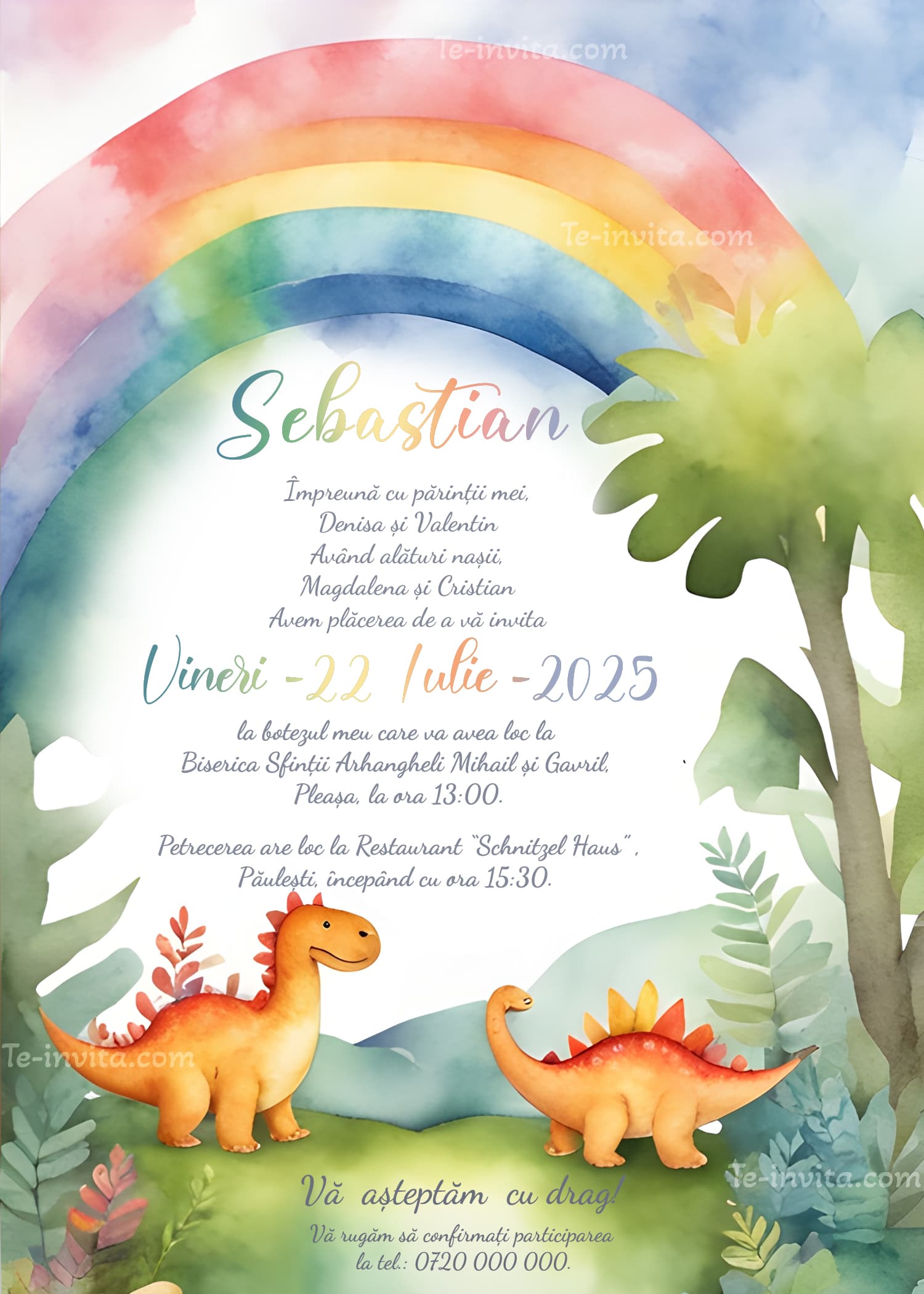 Dino Adventure 1 - Invitație Digitală botez