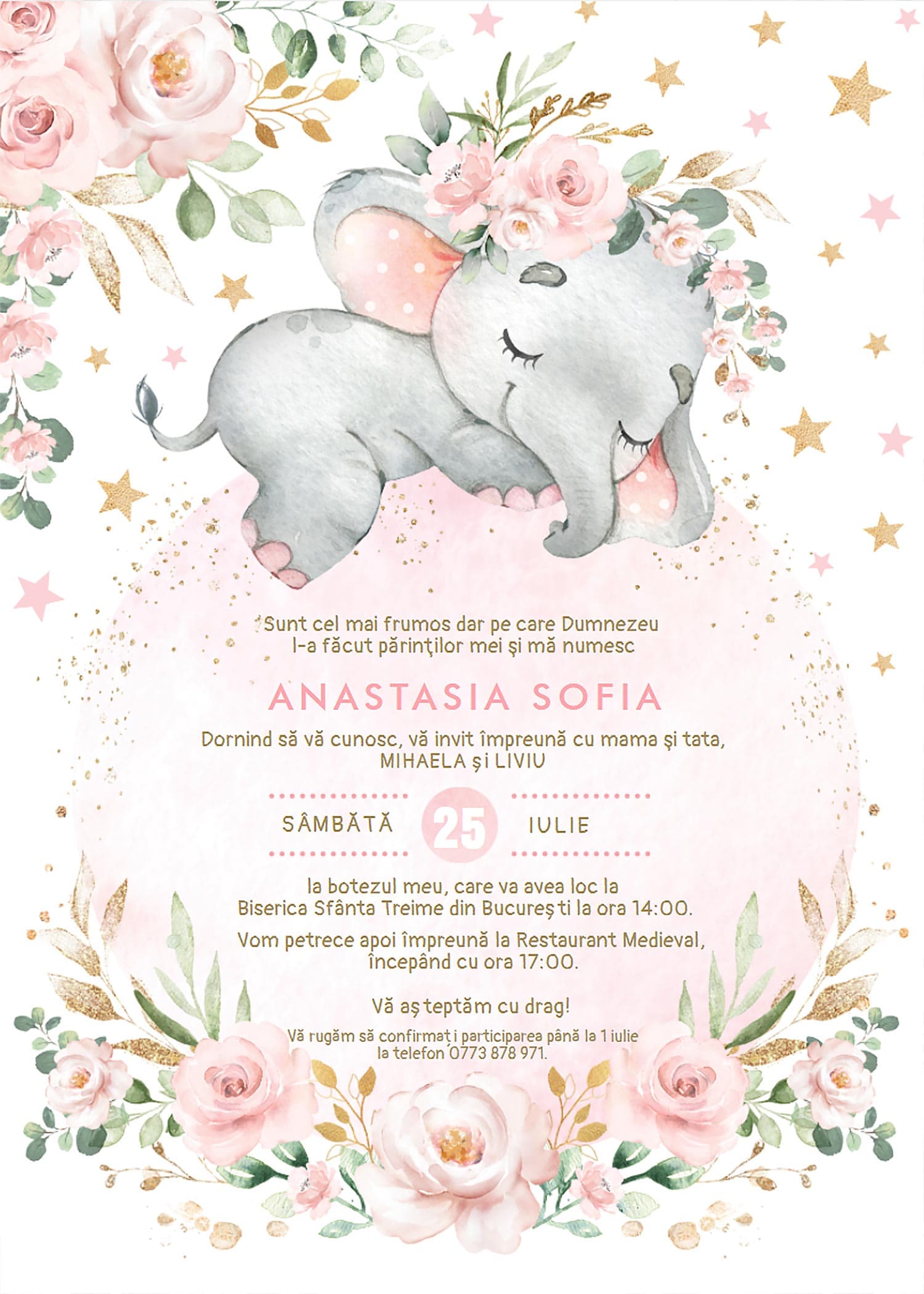 Sleeping Baby - Invitație Digitală botez