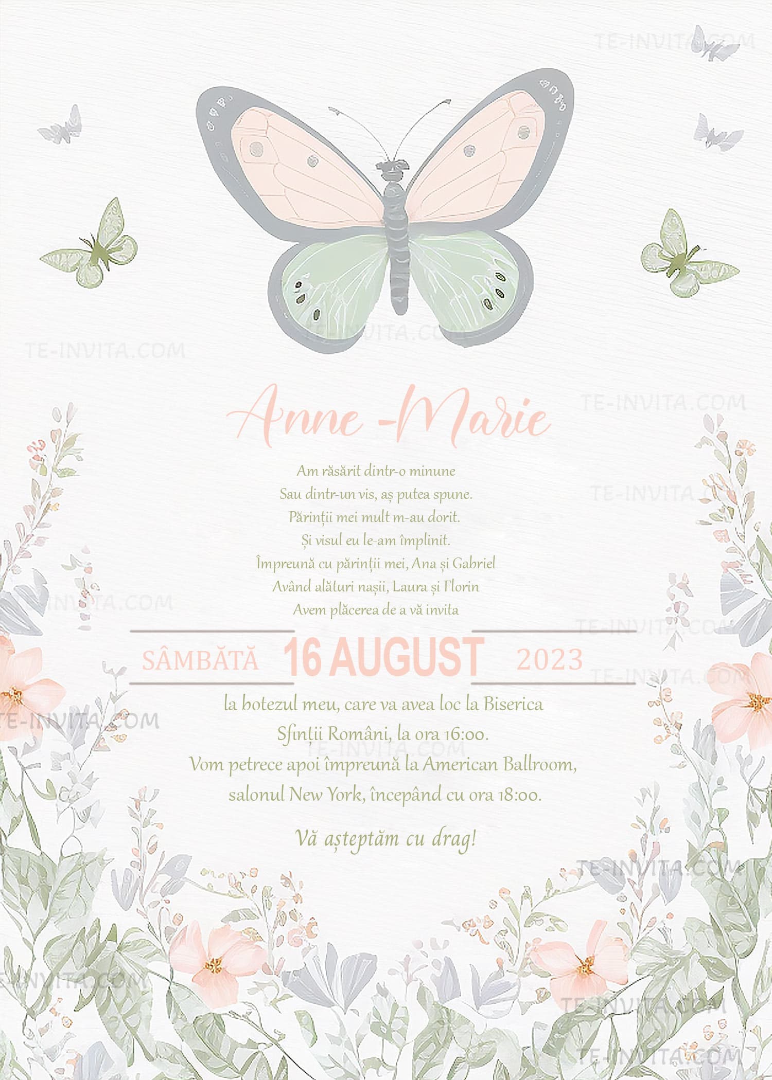 Spring Joy 1 - Invitație Digitală botez