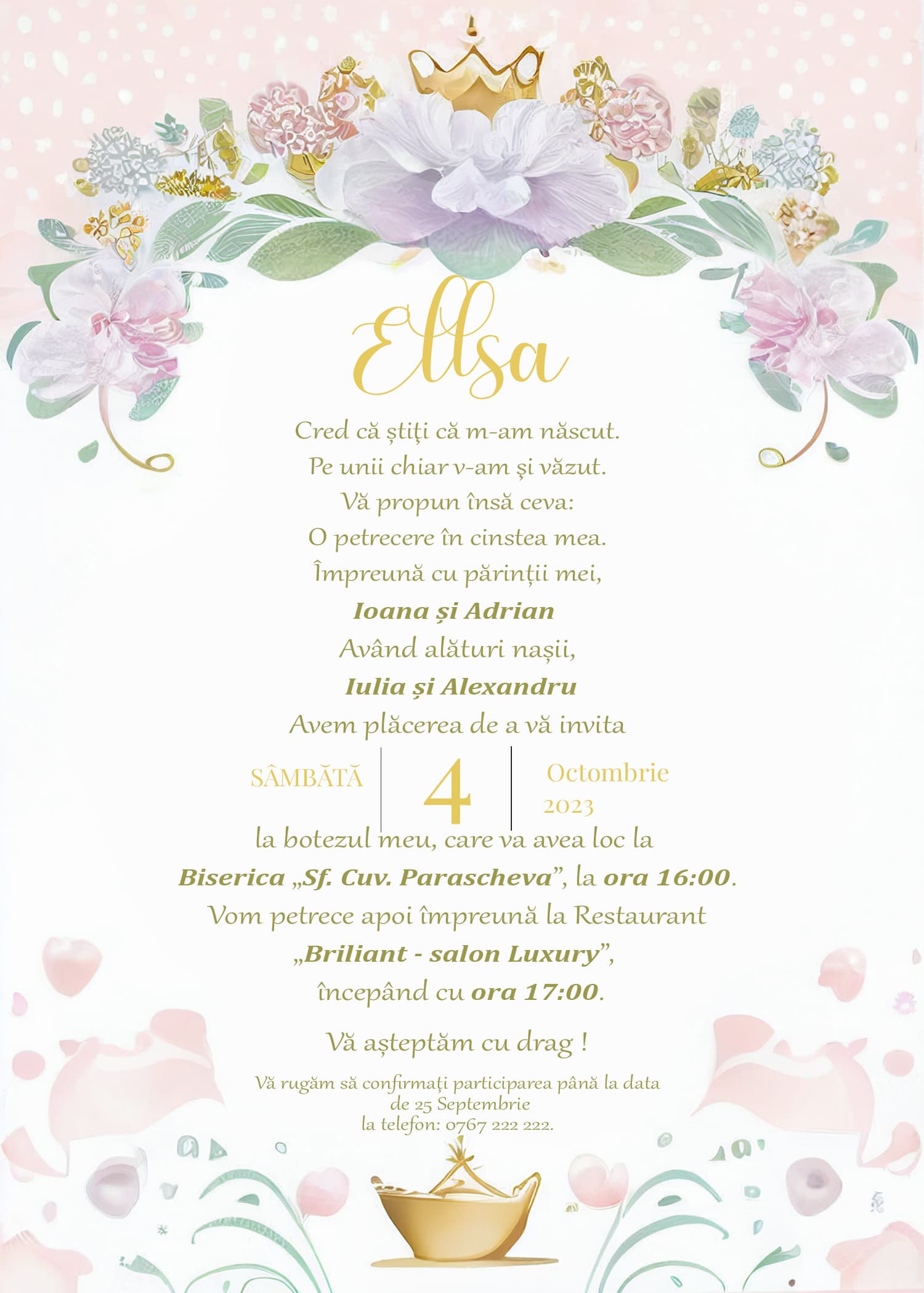 Sweet Dreams Copy - Invitație Digitală botez