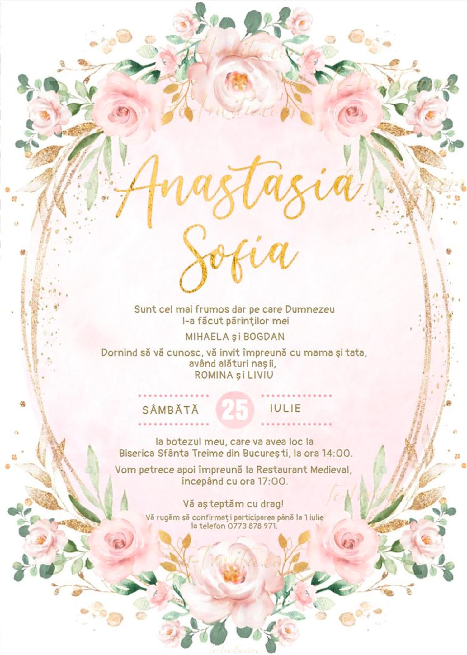 Sweet Momment - Invitație Digitală botez