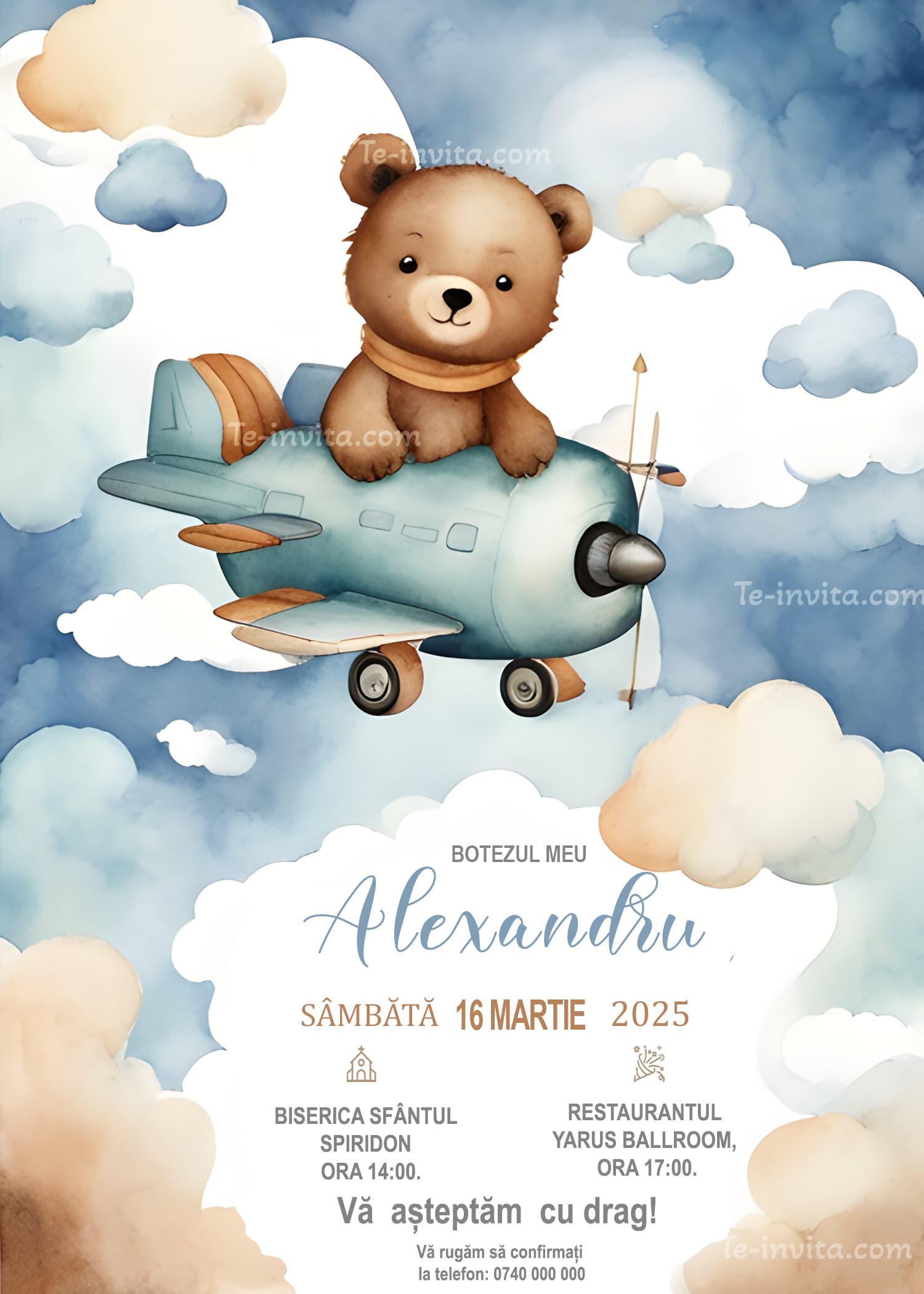 Up Above - Invitație Digitală botez