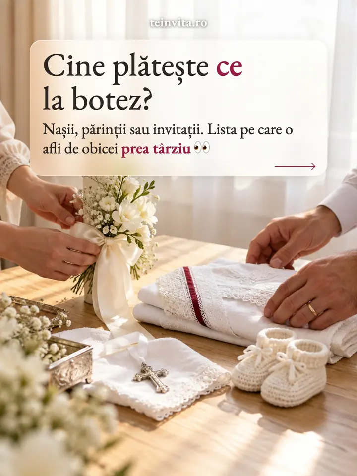 Coperta „Cine plătește ce la botez?”: nași, părinți sau invitați, lista pe roluri
