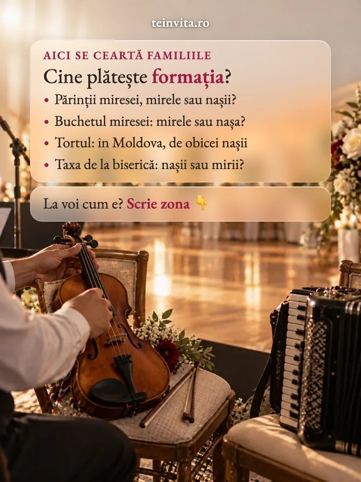 Cine plătește formația? Părinții miresei, mirele sau nașii: răspunsul diferă de la o zonă la alta