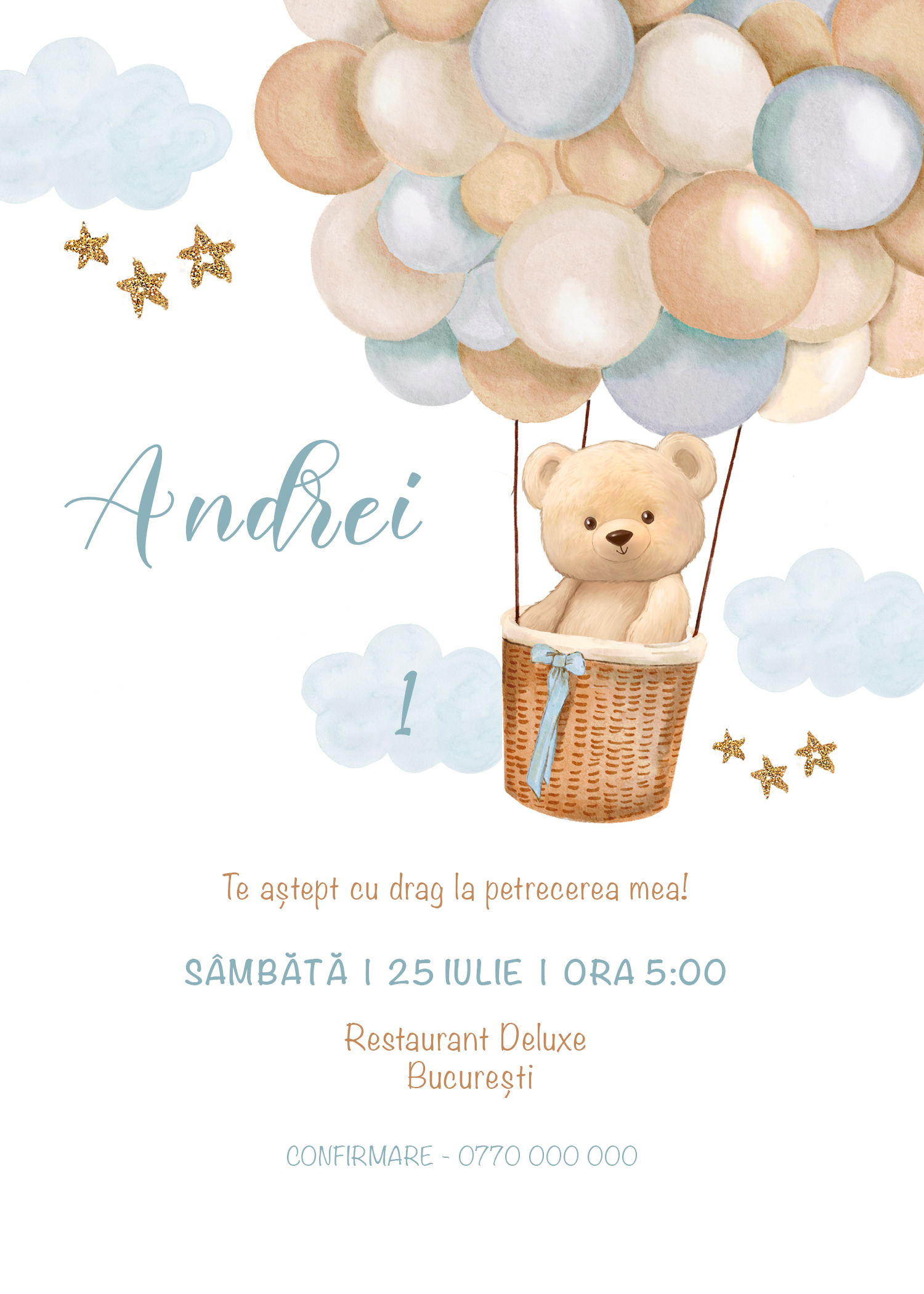 Invitație digitală Ballon aniversare
