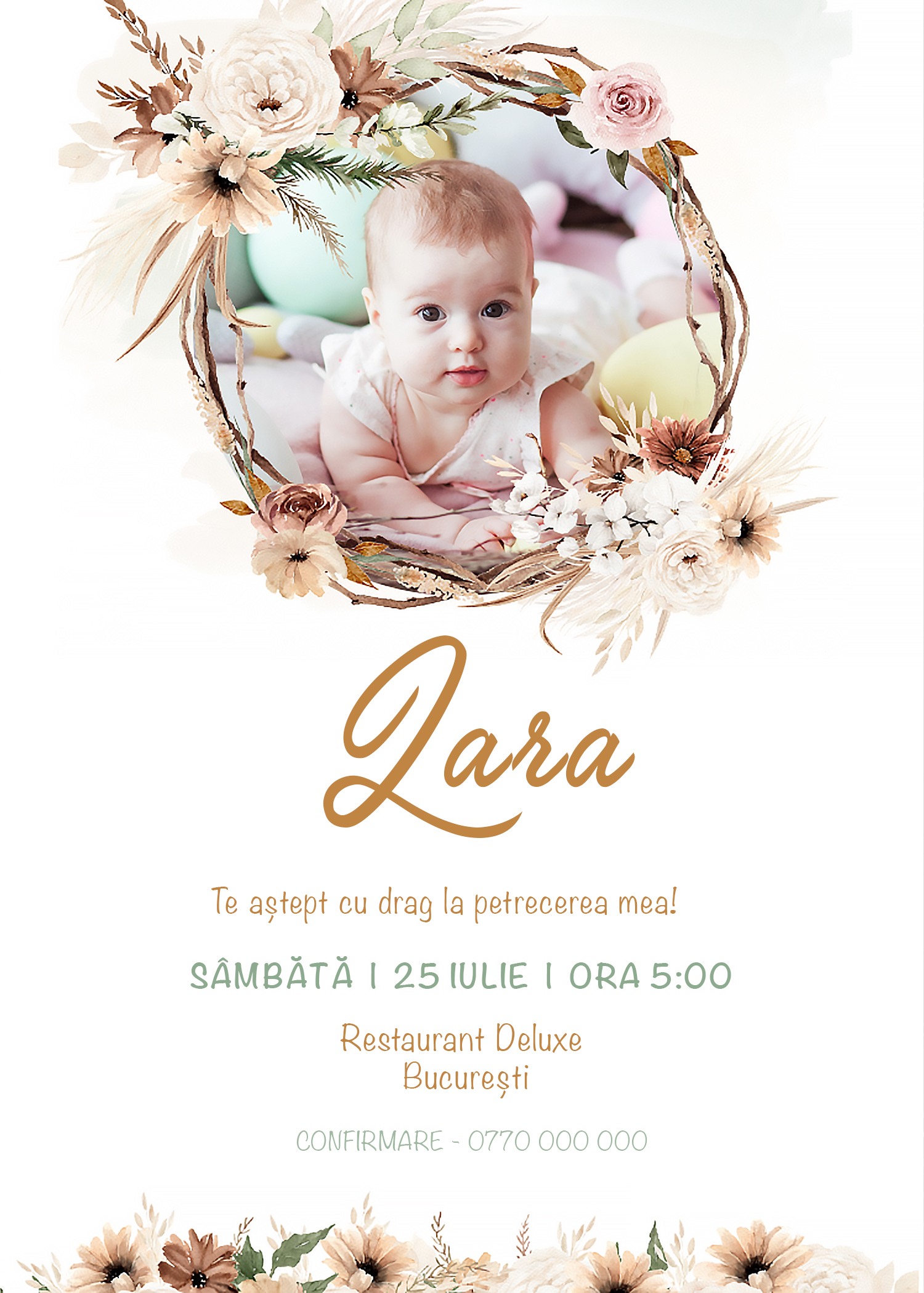 Invitație digitală Serenity aniversare