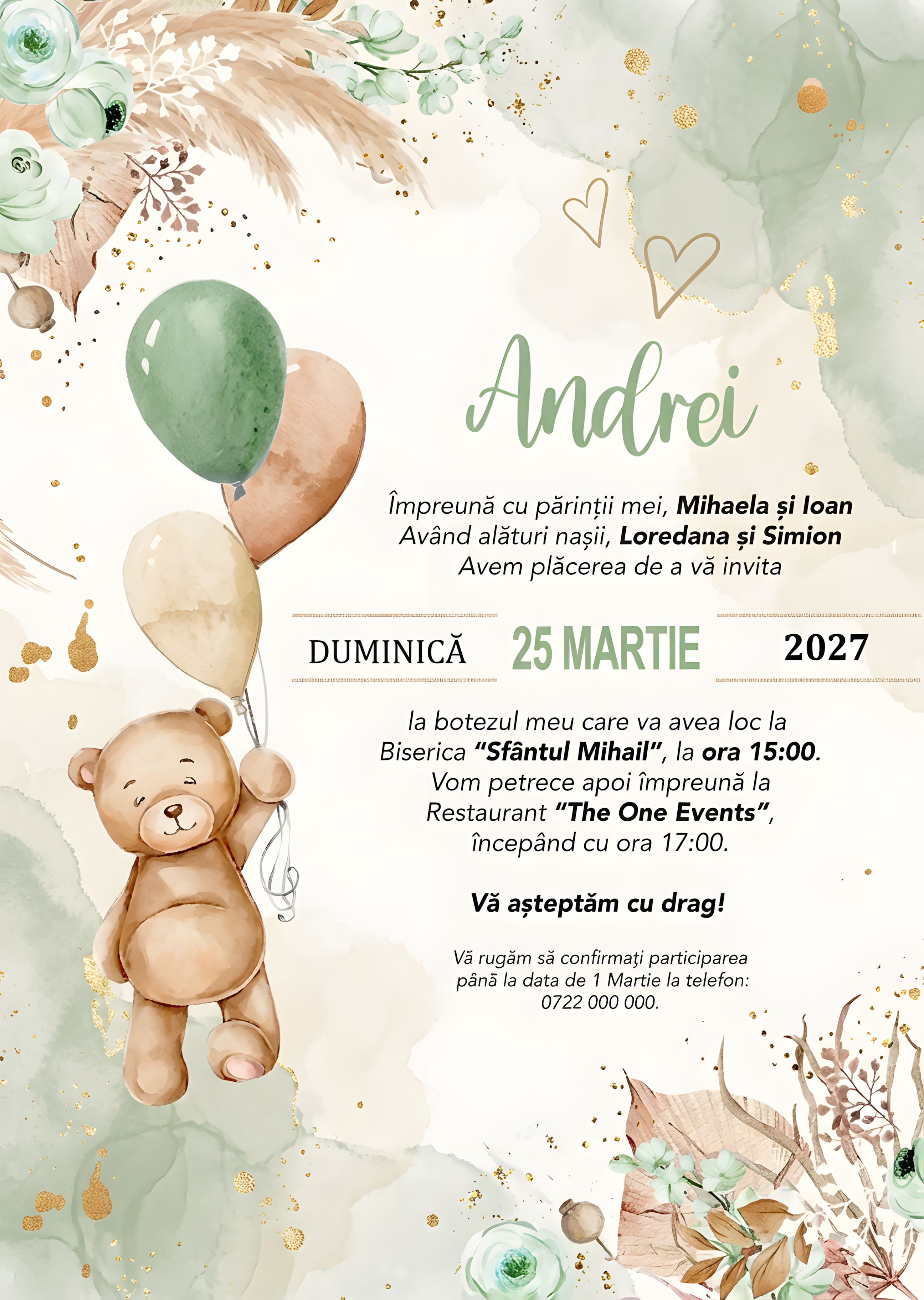 Invitație digitală Ursulet Baloane Acuarela 1763894824739 botez